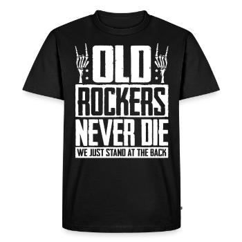 Old rockers never die, we just stand in the back - Men's Premium Organic T-Shirt - black - Front - Nico (187cm)