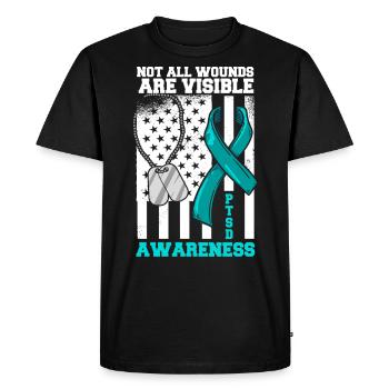 PTSD awareness that you are not alone - Men's Premium Organic T-Shirt - black - Front - Nico (187cm)