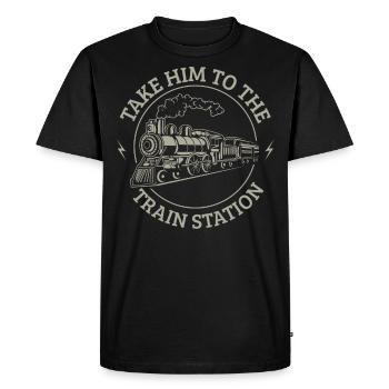 Emmenez-le à la gare - T-shirt Premium bio Homme - noir - Devant - Nico (187cm)