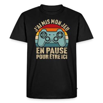 j'ai mis mon jeu en pause cadeau ado geek console - T-shirt Premium bio Homme - noir - Devant - Nico (187cm)