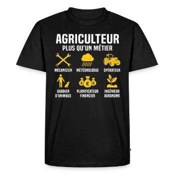agriculteur plus qu'un métier t-shirt tracteur - T-shirt Premium bio Homme - noir - Devant - Nico (187cm)