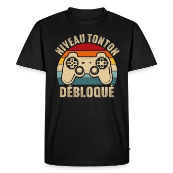 niveau tonton débloqué rétro oncle gamer geek - T-shirt Premium bio Homme - noir - Devant - Nico (187cm)