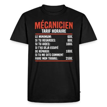 Mécanicien tarif horaire cadeau pour un mécanicien - T-shirt Premium bio Homme - noir - Devant - Nico (187cm)