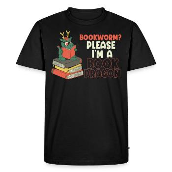 Bookworm, Please I Am A Book Dragon - Men's Premium Organic T-Shirt - black - Front - Nico (187cm)
