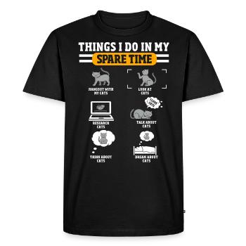 Drôle de propriétaire de chat, chats - T-shirt Premium bio Homme - noir - Devant - Nico (187cm)