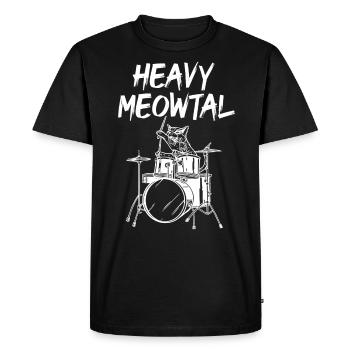 Heavy Meowtal Drummer Cat - Men's Premium Organic T-Shirt - black - Front - Nico (187cm)