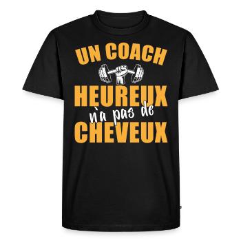 Coach sportif, idée cadeau entraîneur. Coaching - T-shirt Premium bio Homme - noir - Devant - Nico (187cm)
