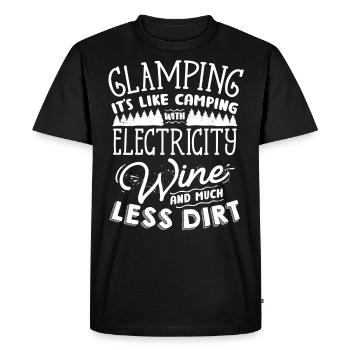 Glamping, c’est comme camper à l’électricité - T-shirt Premium bio Homme - noir - Devant - Nico (187cm)