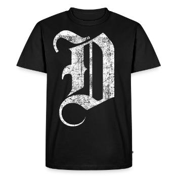 Tshirt alphabet initiale D - T-shirt Premium bio Homme - noir - Devant - Nico (187cm)