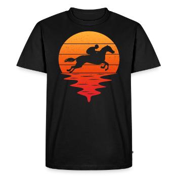 Retro t-shirt d'équitation né pour monter à cheval - T-shirt Premium bio Homme - noir - Devant - Nico (187cm)