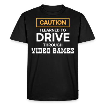 J’ai appris à conduire à travers les jeux vidéo - T-shirt Premium bio Homme - noir - Devant - Nico (187cm)