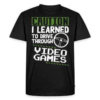 I Learned to Drive Through Video Games - Men's Premium Organic T-Shirt - black - Front - Nico (187cm)