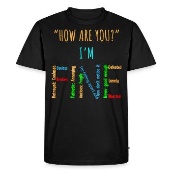 Sensibilisation à la santé mentale, ça se passe bien - T-shirt Premium bio Homme - noir - Devant - Nico (187cm)