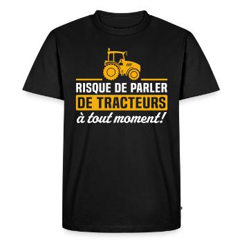 risque de parler de tracteurs à tout moment - T-shirt Premium bio Homme - noir - Devant - Nico (187cm)