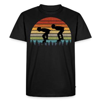 Patinage de vitesse Patineur sur glace Skate Race Vintage Retro - T-shirt Premium bio Homme - noir - Devant - Nico (187cm)