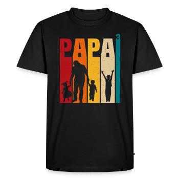 Papa 3 Kinder stolzer Vater 3 Kinder dreifacher Vater - Männer Premium Bio T-Shirt - Schwarz - Vorne - Nico (187cm)