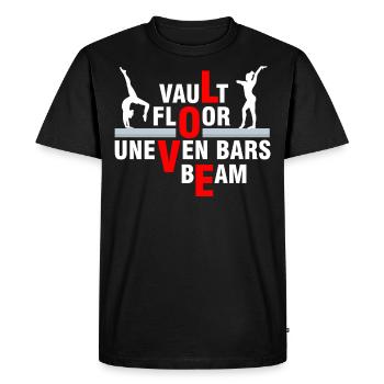 Love gymnastics, safe, beam - Men's Premium Organic T-Shirt - black - Front - Nico (187cm)