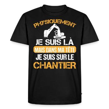 Chantier cadeau ouvriers humour métier du bâtiment - T-shirt Premium bio Homme - noir - Devant - Nico (187cm)