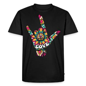 Langue des signes Asl. - T-shirt Premium bio Homme - noir - Devant - Nico (187cm)