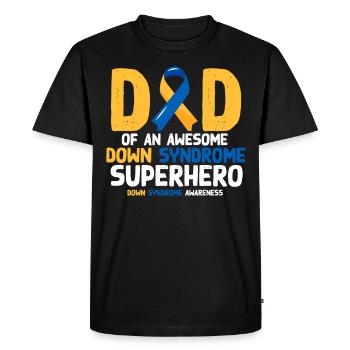 Syndrome de Down Super-héros, Conscience du syndrome de Down - T-shirt Premium bio Homme - noir - Devant - Nico (187cm)
