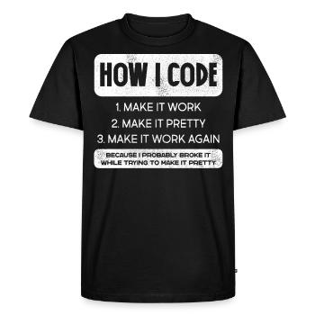 Programmer, Code, Nerd, Programming - Men's Premium Organic T-Shirt - black - Front - Nico (187cm)