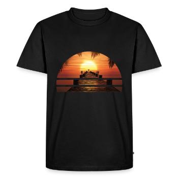 Sunset Sea Trip Emigration T-Shirt - Men's Premium Organic T-Shirt - black - Front - Nico (187cm)