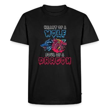 Heart of a wolf, soul of a dragon - Men's Premium Organic T-Shirt - black - Front - Nico (187cm)