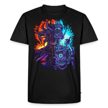 Robot vs Démon - T-shirt Premium bio Homme - noir - Devant - Nico (187cm)