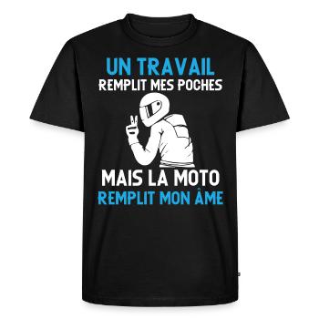Motard idée cadeau Passion moto humour citations - T-shirt Premium bio Homme - noir - Devant - Nico (187cm)