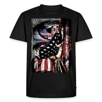 Conception pour les employés de l’église drapeau américain - T-shirt Premium bio Homme - noir - Devant - Nico (187cm)