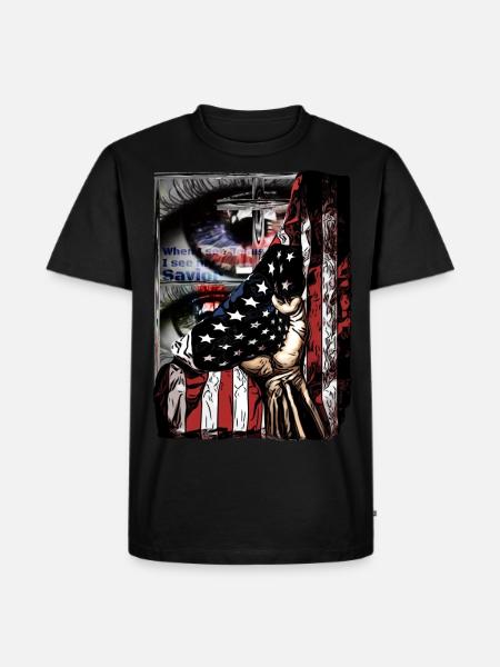 Design for Church Employees American Flag - Men's Premium Organic T-Shirt - black