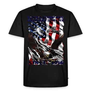 Chemise de camionneur avec aigle sur le drapeau américain - T-shirt Premium bio Homme - noir - Devant - Nico (187cm)