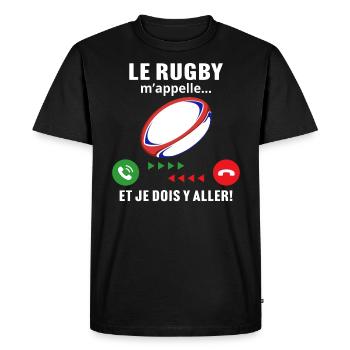le rugby m'appelle cadeau rugby - T-shirt Premium bio Homme - noir - Devant - Nico (187cm)