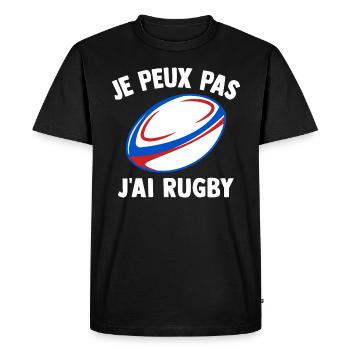 Je peux pas j'ai rugby humour sport rugby - T-shirt Premium bio Homme - noir - Devant - Nico (187cm)