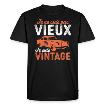 je suis vintage cadeau humour papy voiture - T-shirt Premium bio Homme - noir - Devant - Nico (187cm)