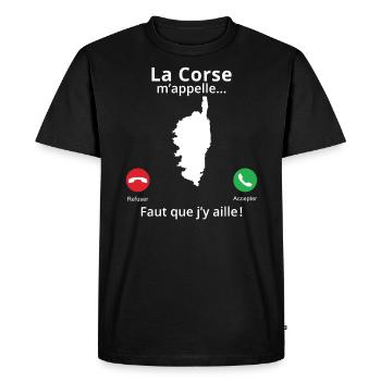 la corse m'appelle faut que j'y aille! corsica - T-shirt Premium bio Homme - noir - Devant - Nico (187cm)