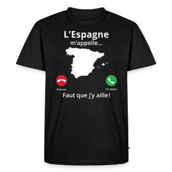 L'espagne m'appelle faut que j'y aille! - T-shirt Premium bio Homme - noir - Devant - Nico (187cm)