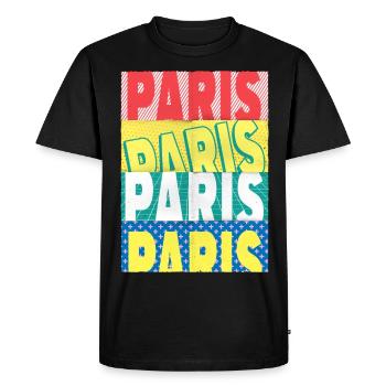 Paris France City Font Skyline Home - Men's Premium Organic T-Shirt - black - Front - Nico (187cm)