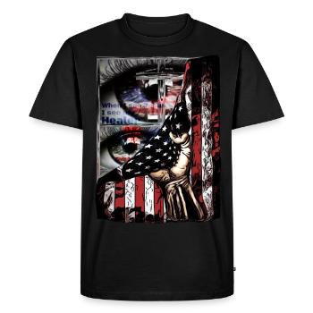 Design for Church employees true saying - Men's Premium Organic T-Shirt - black - Front - Nico (187cm)