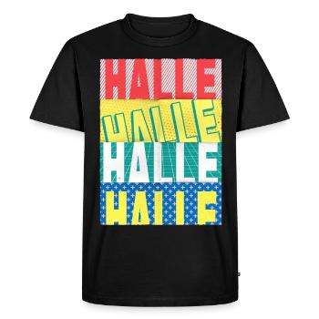 Halle Germany City Font Skyline Home - Men's Premium Organic T-Shirt - black - Front - Nico (187cm)