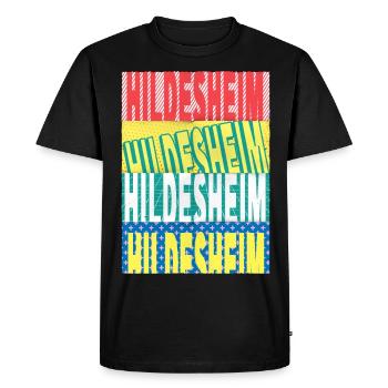 Hildesheim Allemagne City Font Skyline - T-shirt Premium bio Homme - noir - Devant - Nico (187cm)