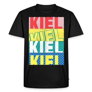 Kiel Allemagne City Font Skyline - T-shirt Premium bio Homme - noir - Devant - Nico (187cm)