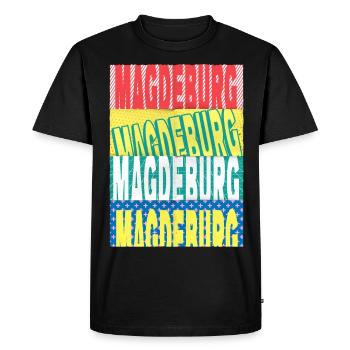 Magdeburg Germany City Font Skyline - Men's Premium Organic T-Shirt - black - Front - Nico (187cm)