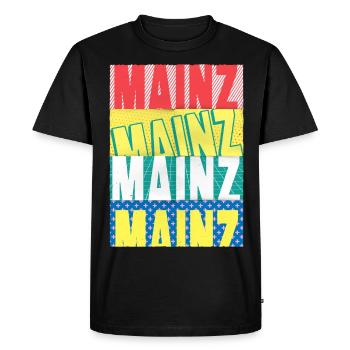 Mayence Allemagne City Font Skyline - T-shirt Premium bio Homme - noir - Devant - Nico (187cm)