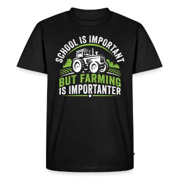 School is important but farming is importanter - Men's Premium Organic T-Shirt - black - Front - Nico (187cm)