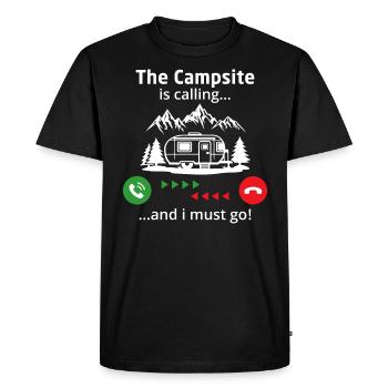 The campsite is calling and i must go - Men's Premium Organic T-Shirt - black - Front - Nico (187cm)