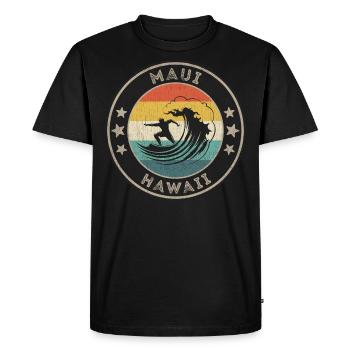 Maui Hawaii Shirt Mens Maui Surfer Graphic Tee - Men's Premium Organic T-Shirt - black - Front - Nico (187cm)