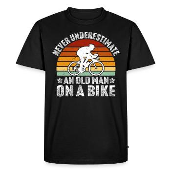 Ne sous-estimez jamais un vieil homme à vélo - T-shirt Premium bio Homme - noir - Devant - Nico (187cm)