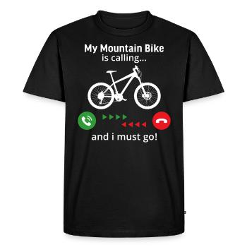 My Mountain bike is calling and i must go - Men's Premium Organic T-Shirt - black - Front - Nico (187cm)