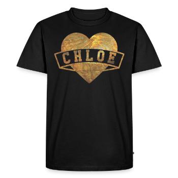 Chloe Hearts Gold - Men's Premium Organic T-Shirt - black - Front - Nico (187cm)